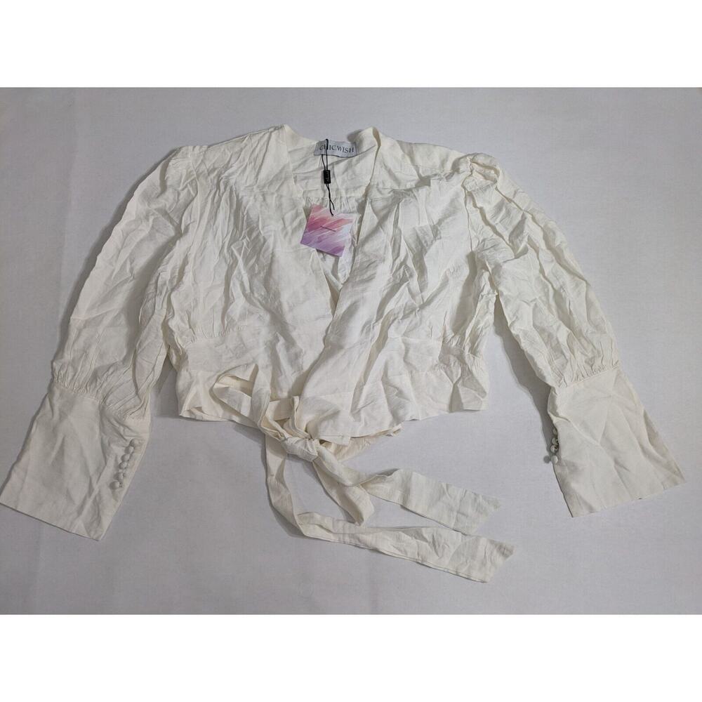Chicwish Top Women's Small White Ivory Crop Top‎ Tie Strap Blazer Wrapped NWT